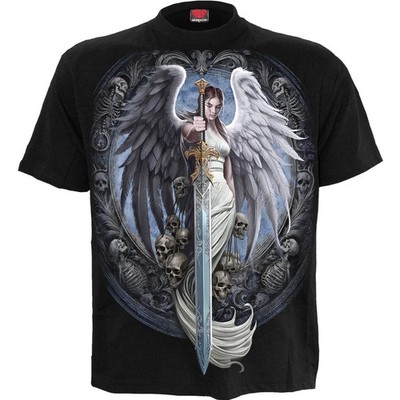 Angel Warrior Sword T-Shirt Gothic Angel Skull Dark Fantasy Tee