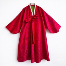 Vintage Korean Hanbok Silk Durumagi Ceremonial Robe Jacket Set Womens Ceremonial