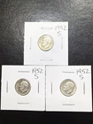 (3 Coins) 1952 S Silver Roosevelt Dimes