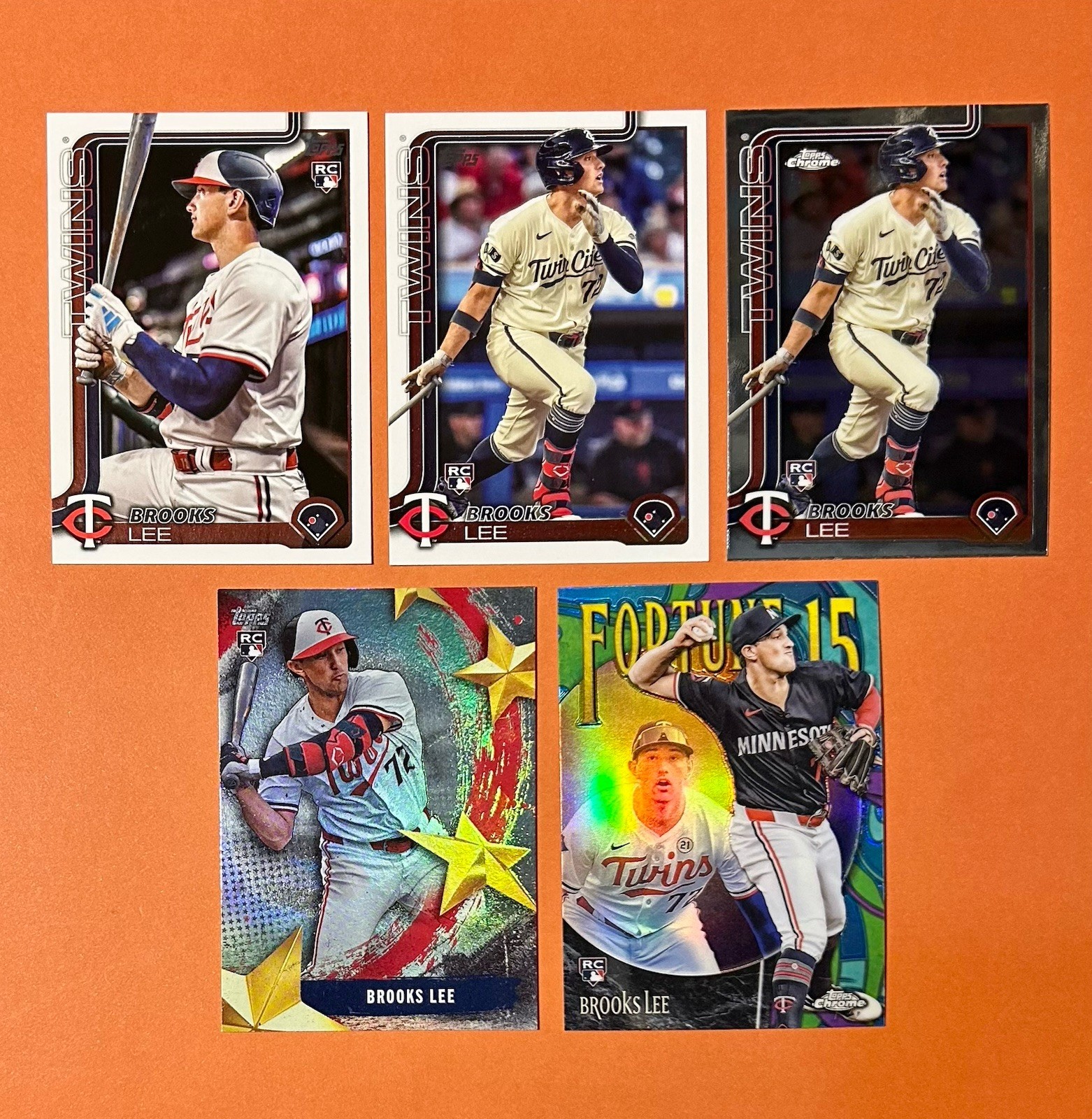 BROOKS LEE 2025 Topps Variation/Base #317, #SMLB-19, and Chrome #F15-14 & #234