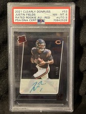 2021 Panini Clearly Donruss  Rated Rookie Justin Fields Red Autographs /49 PSA 8