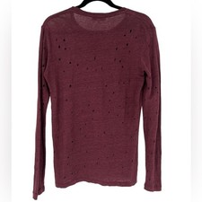 IRO Marvina Distressed Burgundy Linen Long Sl...