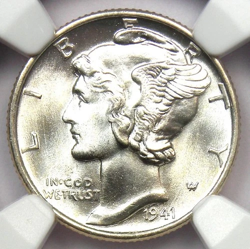 1941 Mercury Dime 10C Coin (1941-P) - Certified NGC MS68 FB - $3,700 Value!