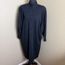 Vintage Le Crillon Paris New York 100% Wool Mock Neck Sweater Dress Black