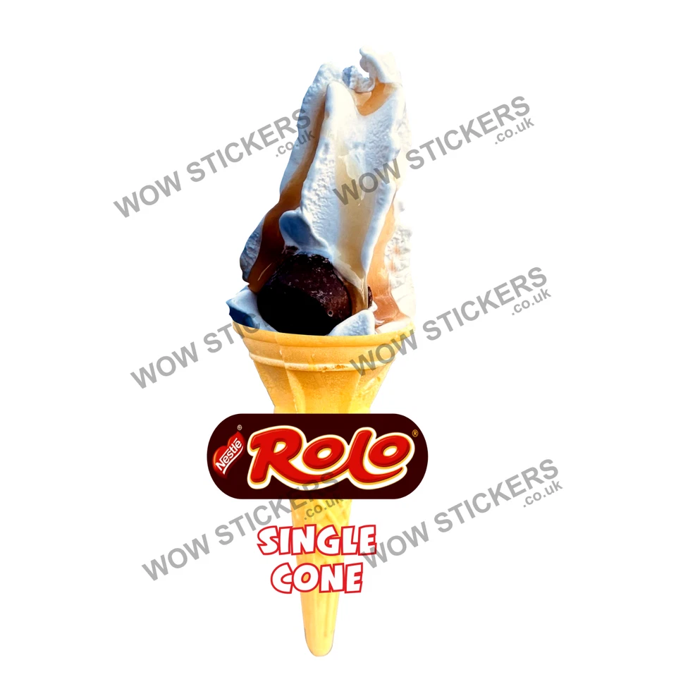 WOW Eiswagen Aufkleber Rolo Whippy Single Cone