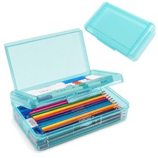 Pencil Box, Large Capacity Double Layer 7.87" 4.6" 2.4", light blue
