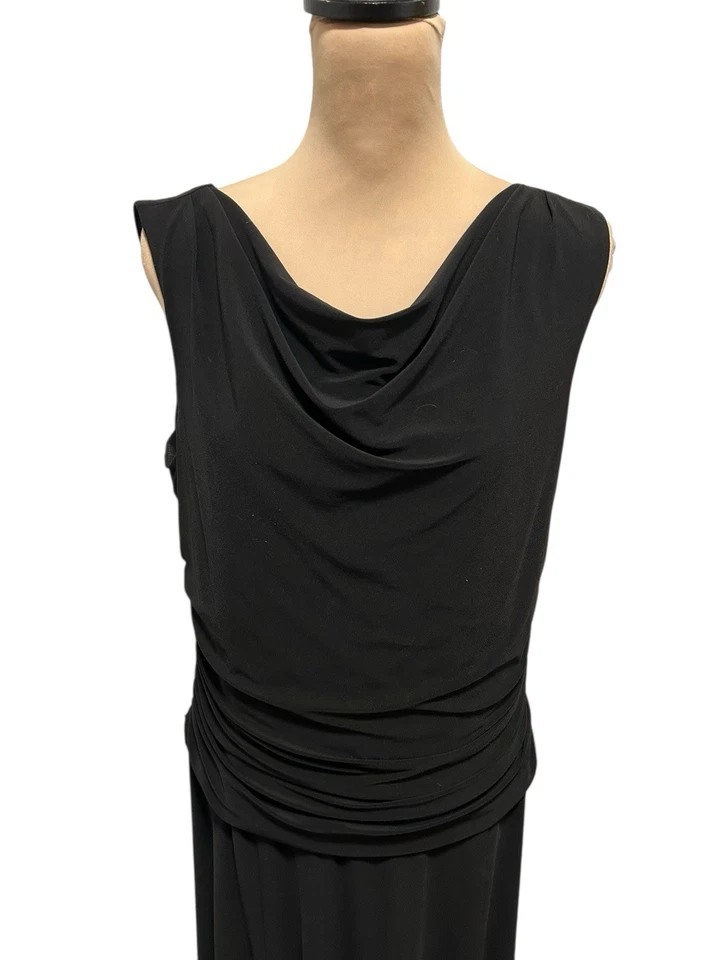 Vestido Chaps Mujer Talla XL Drapeado Negro Cuello en V Sin Mangas Clásico Elegante Usado en Excelente Condición Foto 2 de 4