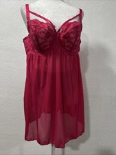 ADORE ME ELLA PLUS BABYDOLL Nightgown LINGERIE SIZE 40D UW BRA Fuchsia Floral