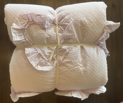 Pottery Barn Kids Lilac Heart Swiss Dot Comforter Full/Queen NEW