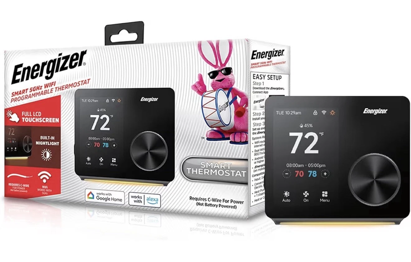 Energizer Smart Thermostat Programable Wi-Fi Thermostat Touch Screen/Night Light