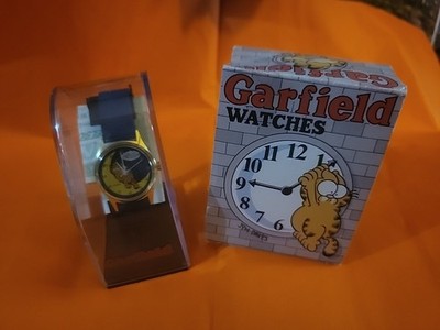 Vtg '78 Garfield Watch Cat Jumped Over Moon. Unused Orig. Box & Case & Warranty.