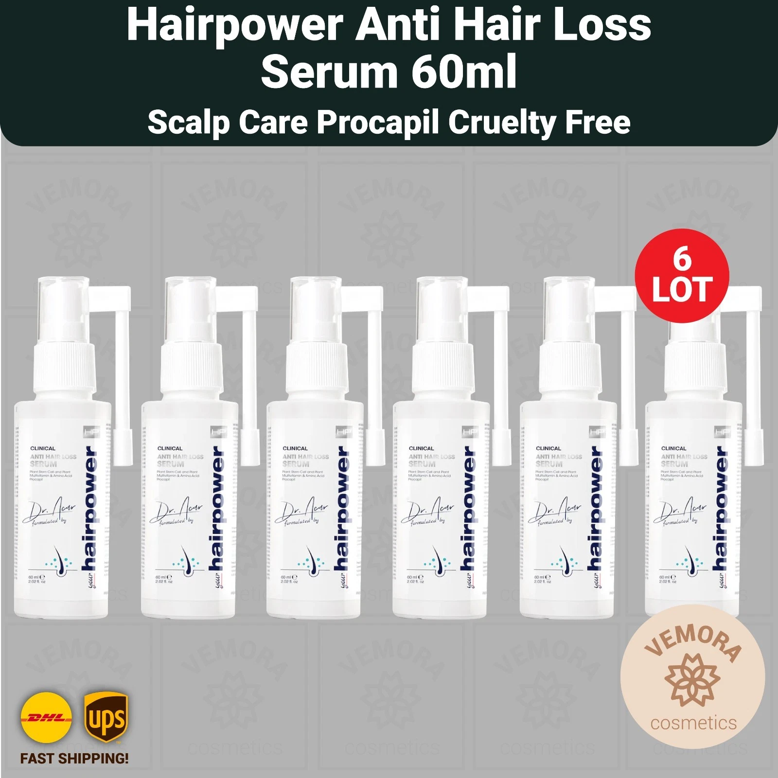 Hairpower Anti Hair Loss Serum 60ml Scalp Care Procapil Cruelty Free - 6 LOT