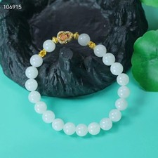Natural hetian jade bracelet white jade round beads hand string bracelets 8mm