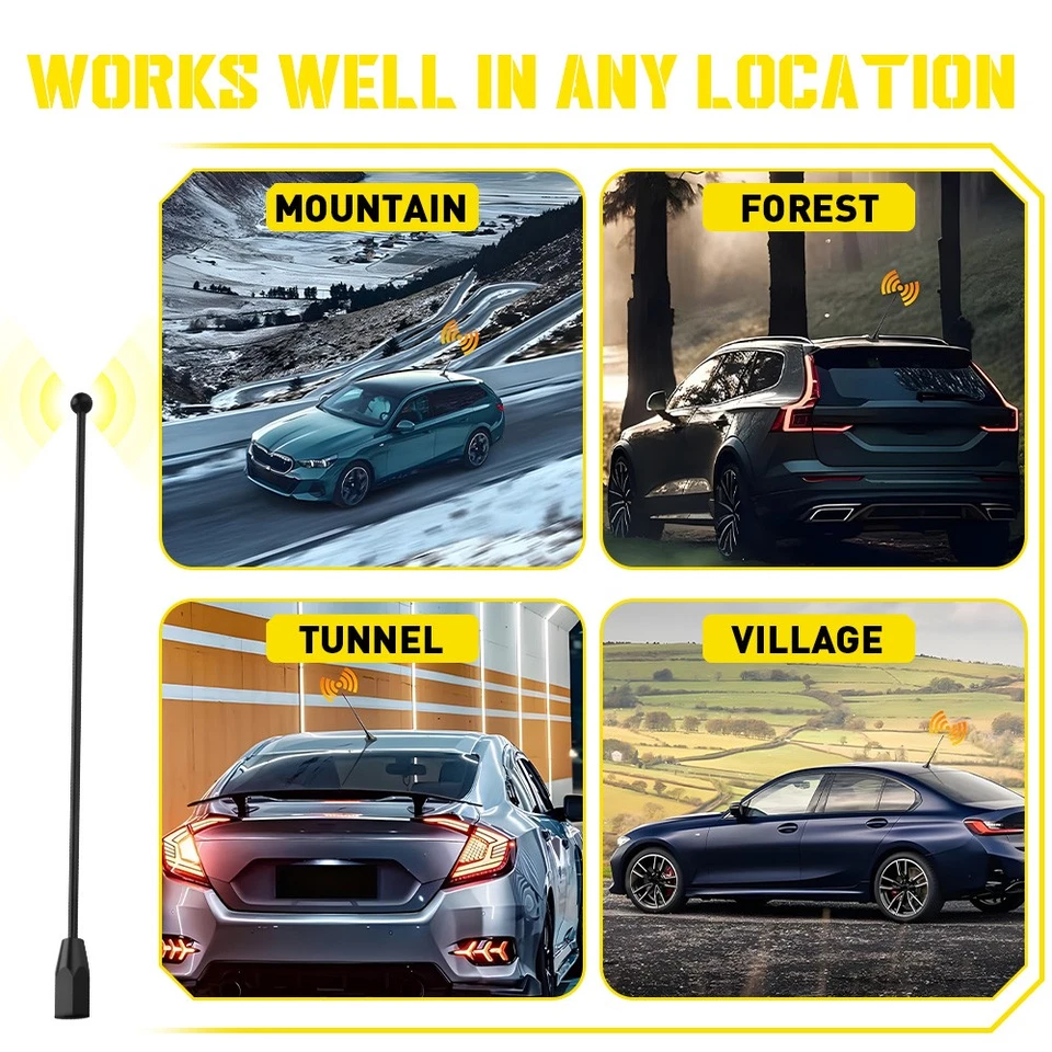 Antena de acero inoxidable negra de 7" para FORD E150/250/350/450/550 ECONOLINE 1992-2024 nueva Foto 3 de 4