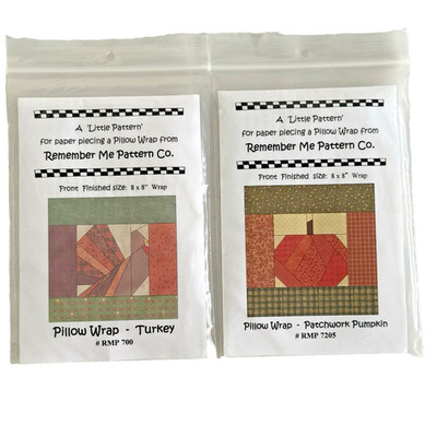 Two Paper Piercing Pillow Wraps Remember Me Turkey 700 Pumpkin 7205 Quilting 8x8