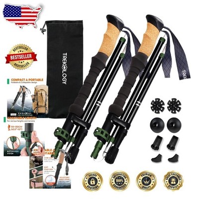 Collapsible Trekking Poles Aircraft Aluminum Cork Grip Travel Bag Included