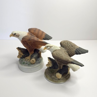 Vintage Bald Eagle Statue American Birds In Flight Ceramic & Matching Figure