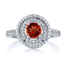 925 Sterling Silver Garnet Engagement Ring For Women  1.96 Cttw  6MM 