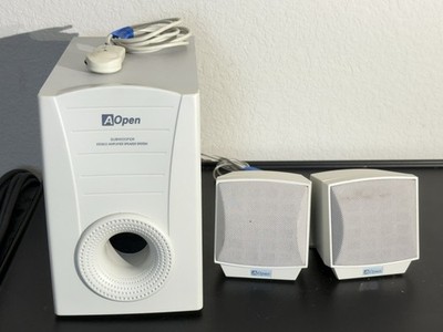 AOpen MS-810 Subwoofer W/ Left & Right Mini Speakers For Stereo Amplifier System