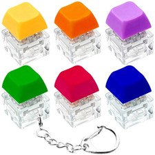 6 Pack Keyboard Fidget Toy Keychain Button Clicker Stress Relief Desk Bag
