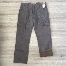 Wrangler Authentics Mens Fleece Lined Cargo Pants Gray Size 34 X 32 Workpants