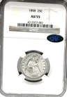 Choice 1858 Seated Liberty Silver Quarter 25C NGC & CAC AU-55 High Grade Beauty