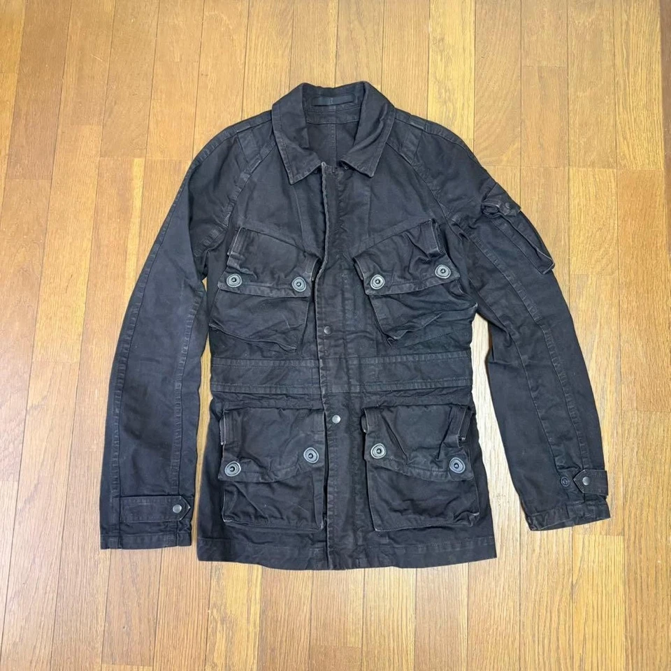 Julius Máscara Gas Chaqueta Militar Capucha Conjunto Talla 1 Usado Cuero Estilo Foto 3 de 4