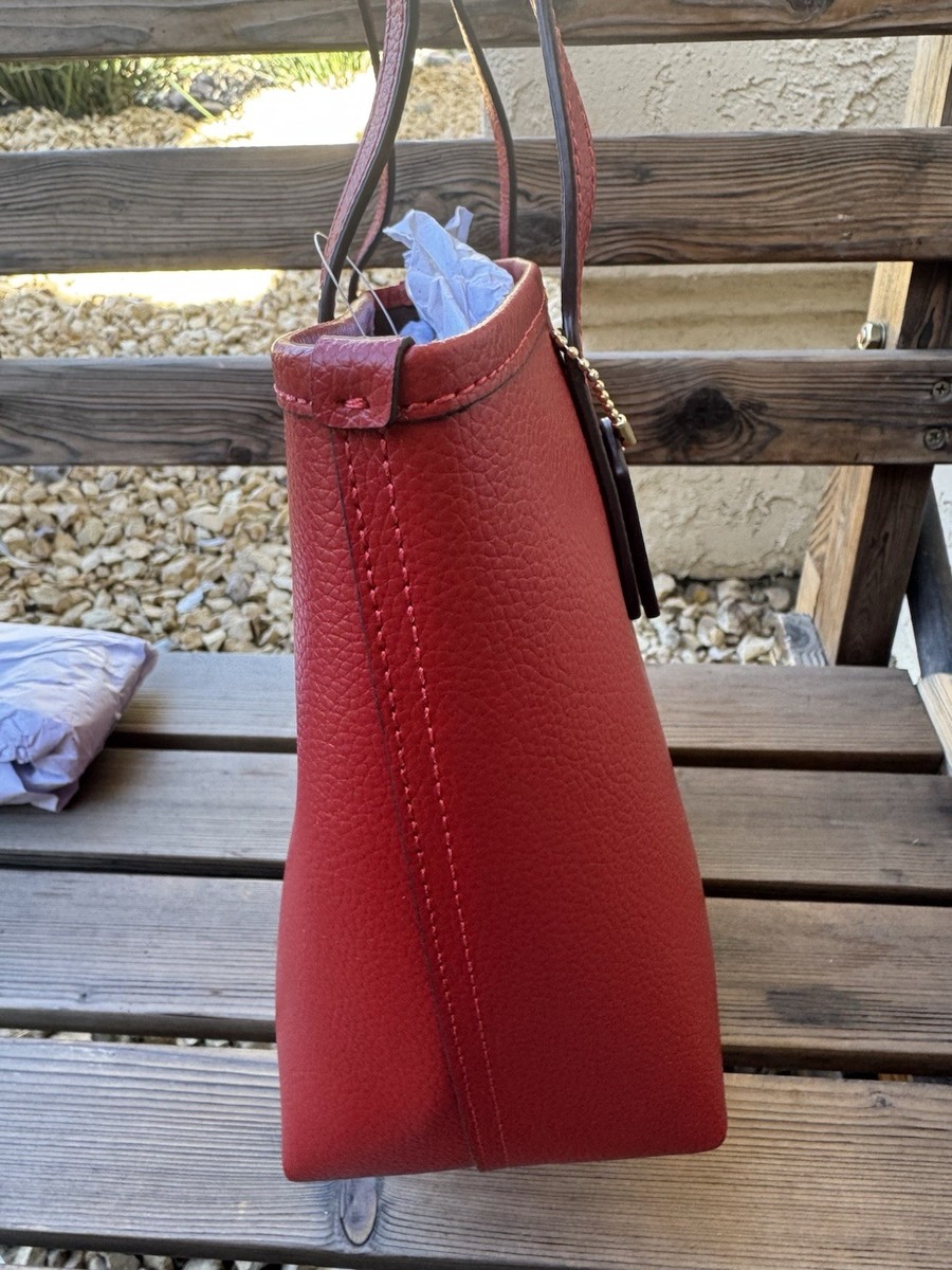 Coach Small City Tote Shoulder Bag in Gold/Bold Red Double Face