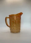 1910 Antique Carnival Glass Imperial Marigold Poinsettia Milk Pitcher Iridescent