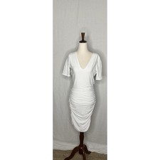 James Perse Classic Skinny Dress with VNeck and Ruched Detailing, Size 3