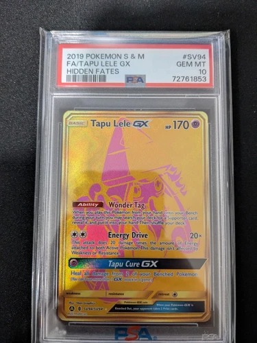 2019 Pokemon S &M Hidden Fates FA Tapu Lele GX Secret Rare SV94 PSA 10