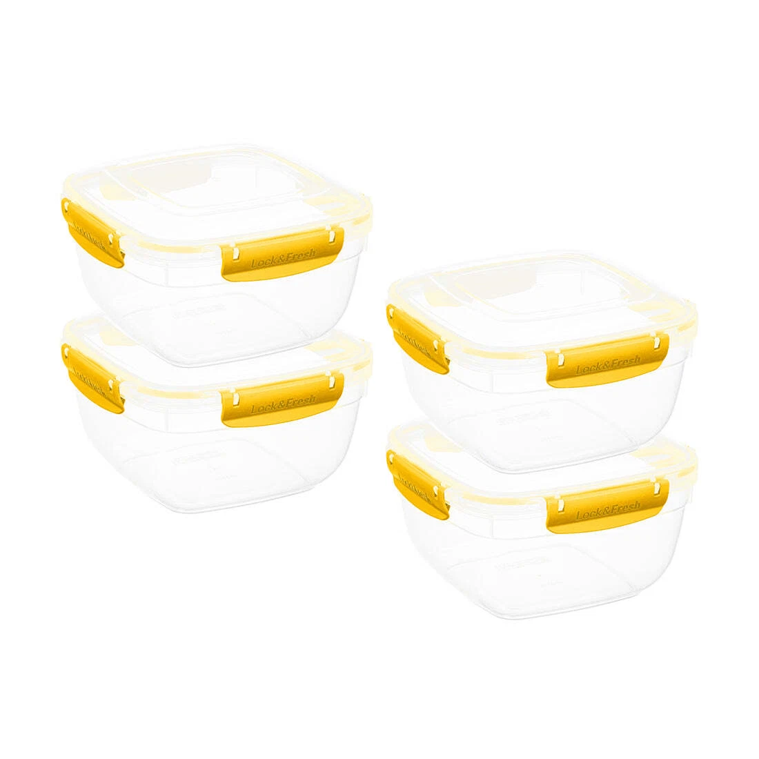 Superio Plastic Food Storage Containers, Airtight Lids, 80 oz., Yellow, 4 pack
