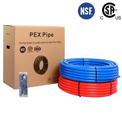 EFIELD 2 Rolls 3/4'' x 100ft (200ft) Blue&Red  PEX  Pipe/Tubing  with Pipe Cutter