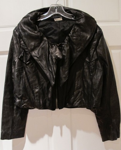 Seiko Taki Paris Chaqueta De Cuero Corto Negro Avant Garde Volantes Talla L  | eBay