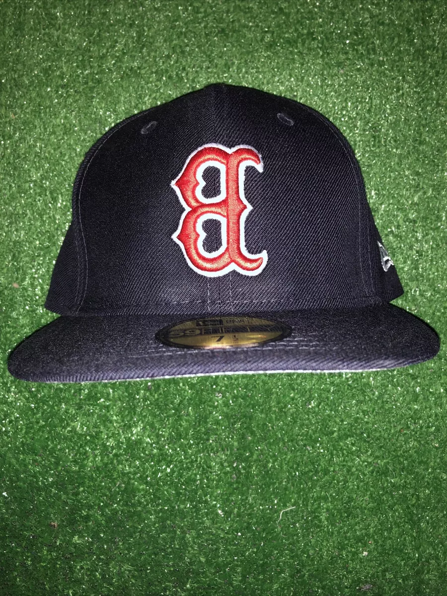 New Era 59Fifty MLB Boston Red Sox Upside Down Logo Navy Fitted Hat 7 7/8