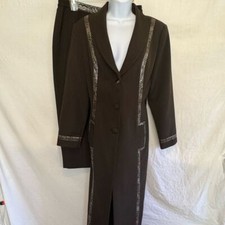 B-37 Donna Vinci Couture Brown 2-Piece Vintage Skirt  Blazer Set Size 10
