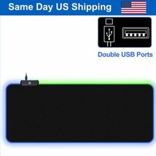 Large RGB Gaming Mouse Pad 8 Modes Glowing Led Anti-Slip Rubber Base w/USB Port