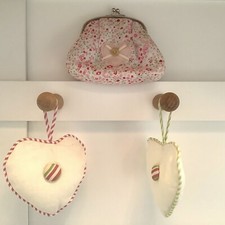 Floral Make-Up Purse & 2 Lavender~Fill Linen Hanging Hearts Gift Set CottageCore