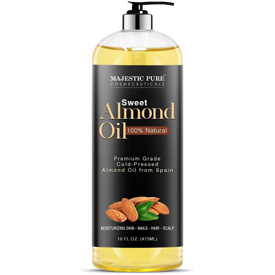 Majestic Pure Sweet Almond Oil, AAA Grade Quality, Natural from Spain, 16 Fl. Oz