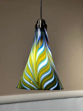 Art Glass Palm Cone Pendant - Tech Lighting Compatible - 12V Halogen - NEW