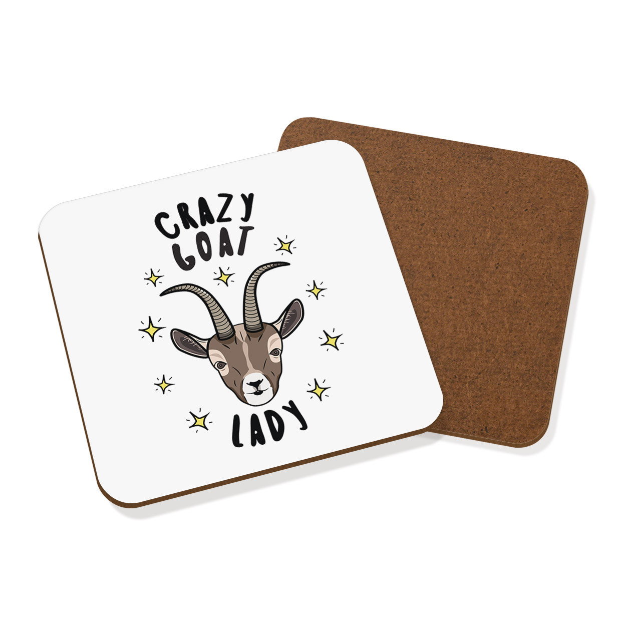Crazy Goat Lady Stars Coaster Drinks Mat - Funny Animal