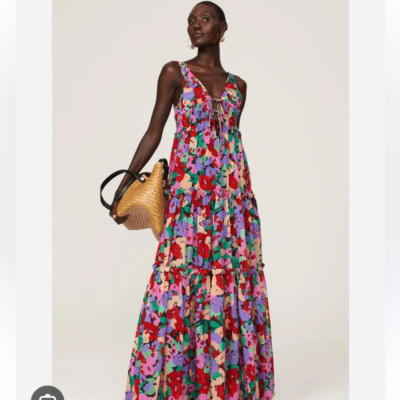 Nicholas Myla Floral Tiered Ruffle Maxi Dress Size 6 Romantic Sundress $595