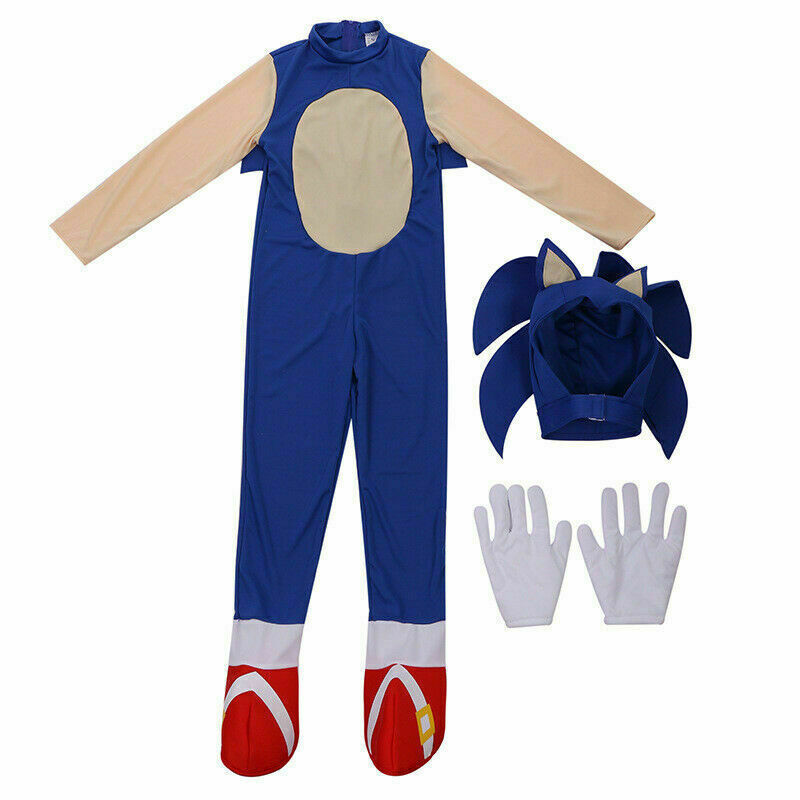 Boys Girls Sonic The Hedgehog Jumpsuit Cosplay Costume Fancy Dress