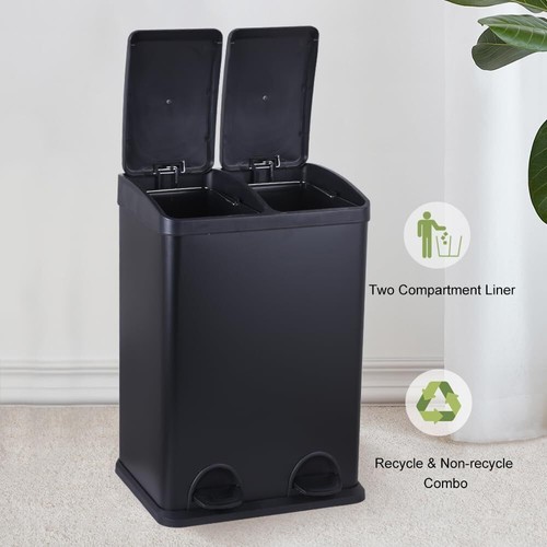 STARNINE 40L Compartment Recycling Bin Kitchen Pedal Dust Bin Removable Compar - Picture 2 of 12
