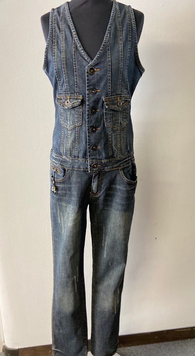 ワンピース Vintage 60s-70s denim one-piece Vtg 60s 70s Denim Jumpsuit One Piece Leisure Jump suit Para