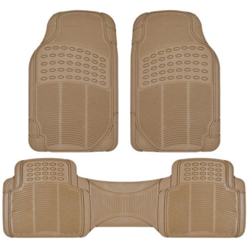 Сверхпрочные всепогодные полные комплект бежевых резиновых напольных ковриков для легкового автомобиля грузовика фургона внедорожника — 4 шт. - Изображение 3 из 4