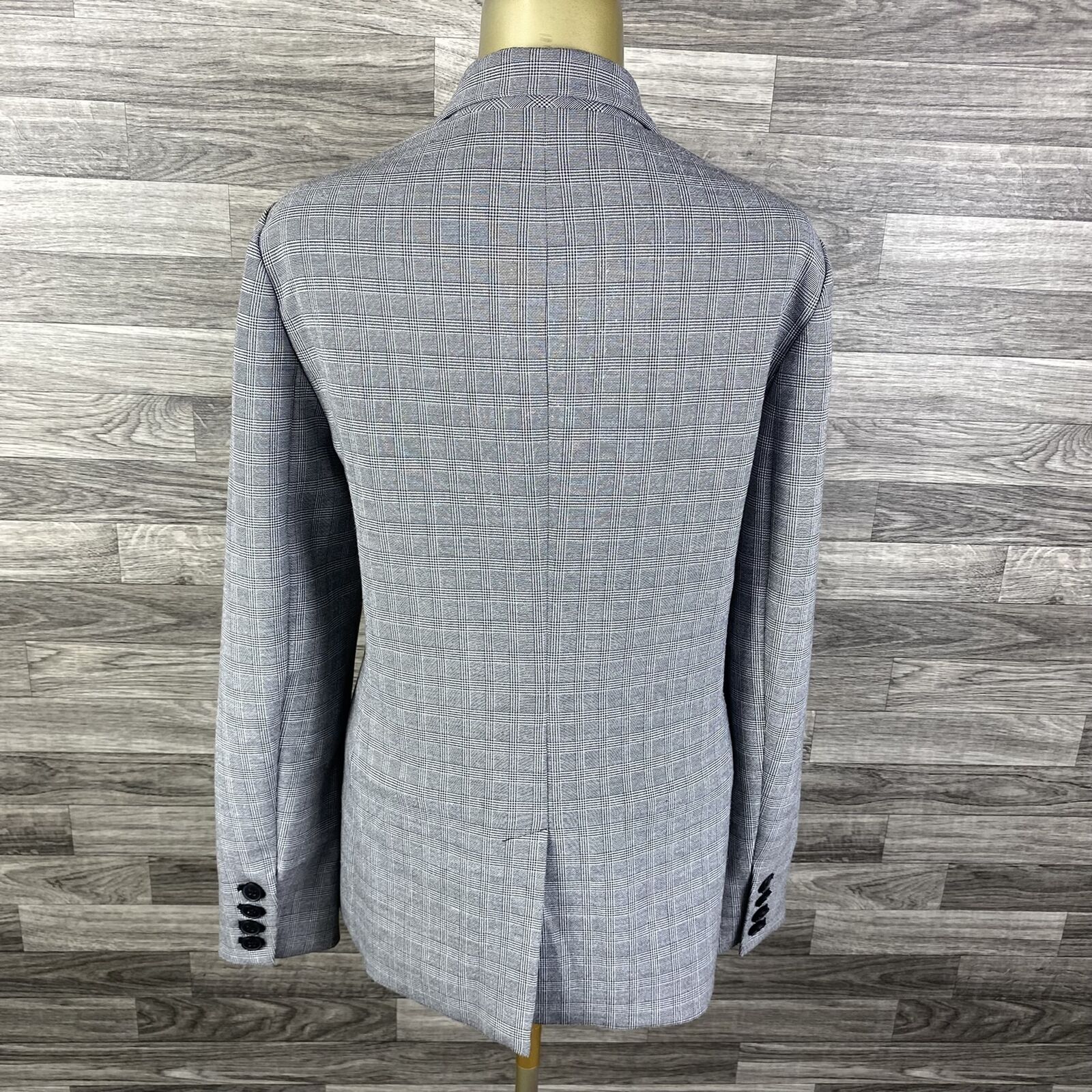 GAP Button Front Lined Long Sleeve Gray Check Bla… - image 3