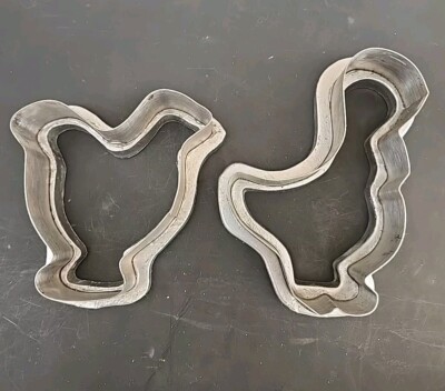 Vintage Commercial Cookie Cutter Holiday Set Of Two~ Chick And Hen~ Quality!