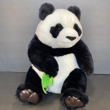 Vtg 1994 The Petting Zoo Panda plush realistic Stuffed Animal Faux Leather Paws