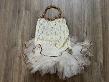 Vintage 1960  s Gold Sequin Lace Tulle Little Girls Dance Tutu Leotard Kid  s